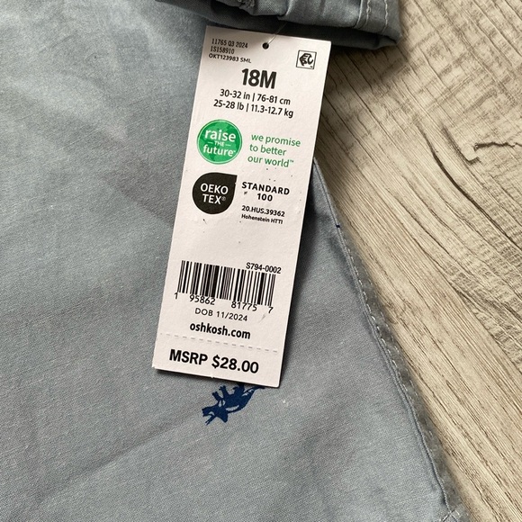 OshKosh B'gosh Gray and Blue Button Down Shirt - Picture 3 of 4